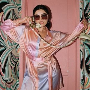 Princess Polly: SUNRISE TIE UP MINI DRESS ORANGE MULTI